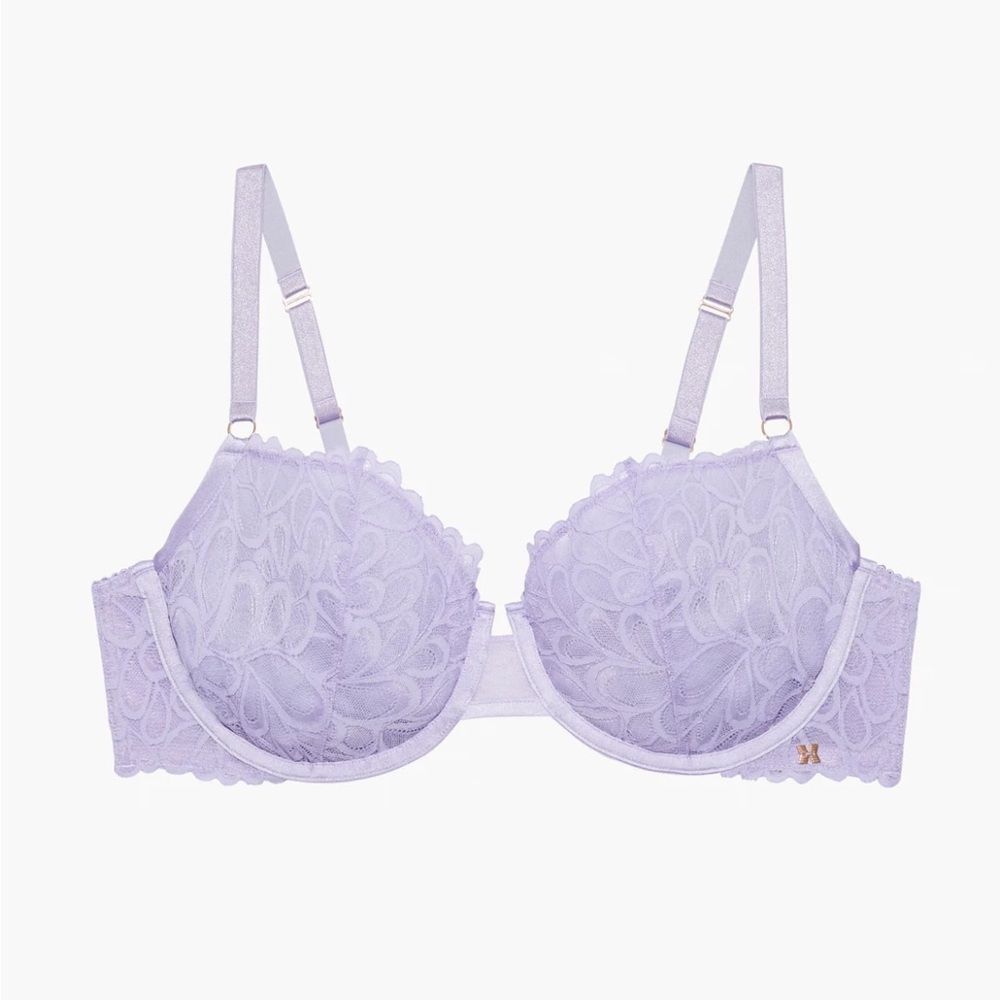 Savage X Fenty Savage Not Sorry Unlined Lace Balconette Purple Lavender Bra38DDD